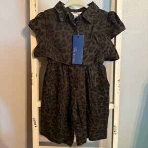 NWT Habitual Kids Brown Leopard Print Romper Toddler Girl Size 12 Mo